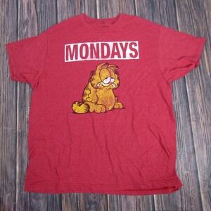 Garfield Shirt Mens XL Red Ripple Junction Mondays Comic Cartoon Tee Funny Cat